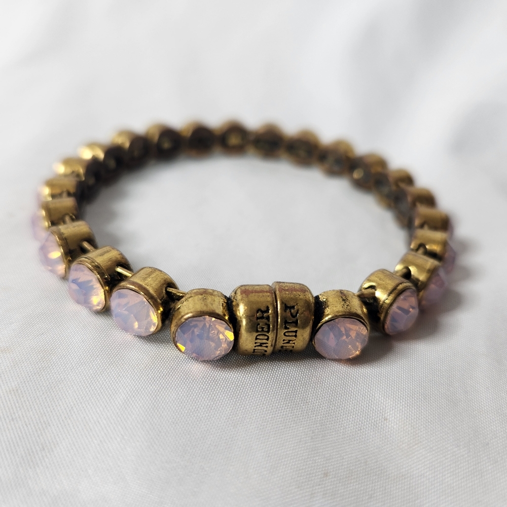 Plunder Elegant Antique Gold Pink Crystal Bracelet - Picture 2 of 5